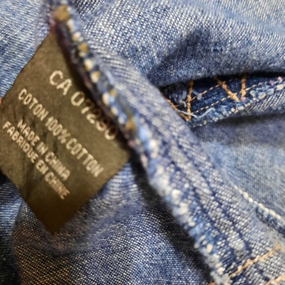 Vintage 90s Y2K Denim Vest Top Blue Sleeveless Button Front Size S - Picture 9 of 9